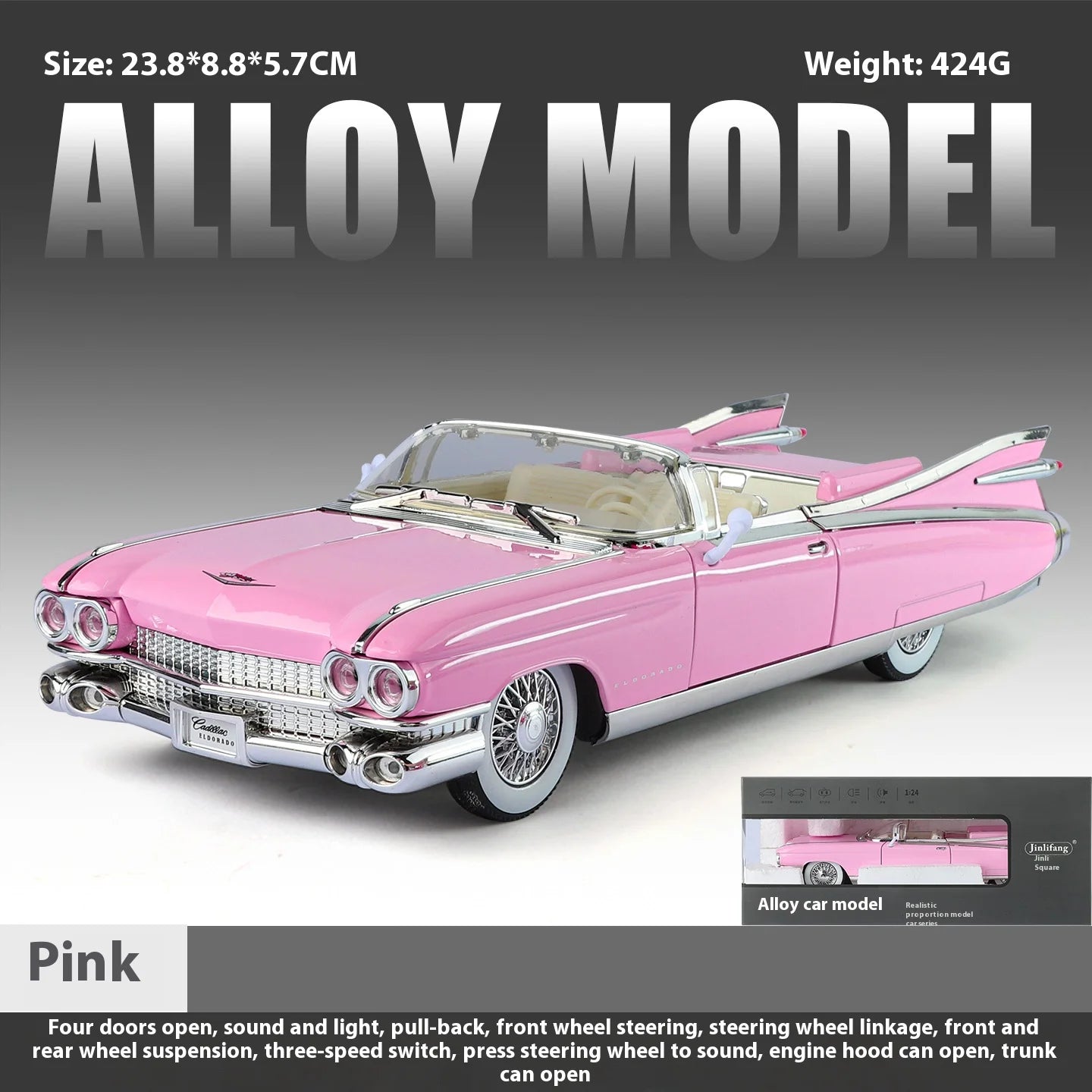 Retro luxury 1:24 convertible sports car alloy model, exquisite desktop ornaments, best collection for car model enthusiasts