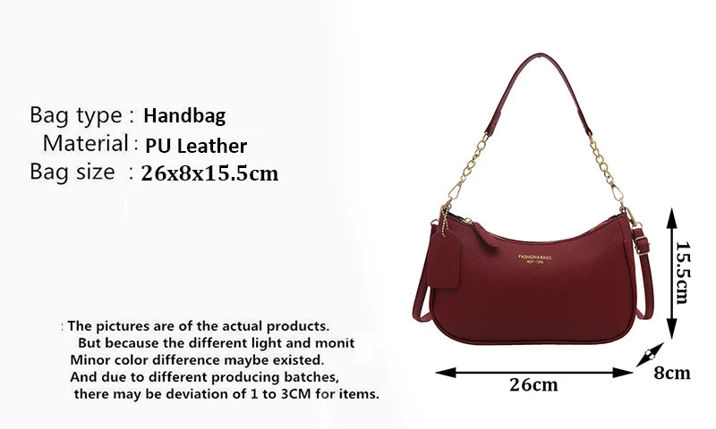 Cherry Pendant Crossbody Bag for Women PU Leather Crescent Bag Adjustable Strap Underarm Bag Closure Handbag for Work Travel