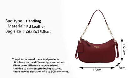 Cherry Pendant Crossbody Bag for Women PU Leather Crescent Bag Adjustable Strap Underarm Bag Closure Handbag for Work Travel