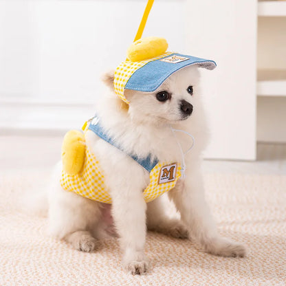 Summer Vest Dog Harness Leash Set and Dog Hat Cute Bear 2026 Dog Clothes Pet Supplies Puppy Denim Harness Cat Dog Accessories