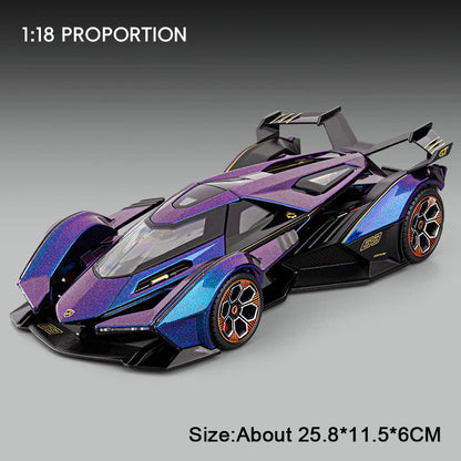Lambor V12 Apollo EVO 1:18 Model Car Diecast Alloy Car Doors Opened Sound Light Pull Back Miniature Sportscar Collect Decoration