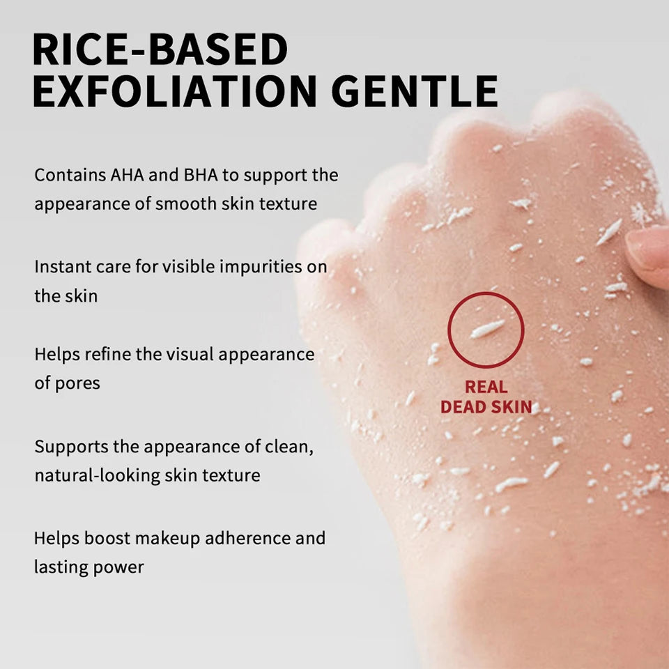 Lakrain Rice Peeling Ampoule Soft Exfoliating Face and Body Scrub Dead Skin Cells Blackhead Remover for All Skin Types  korean skin care