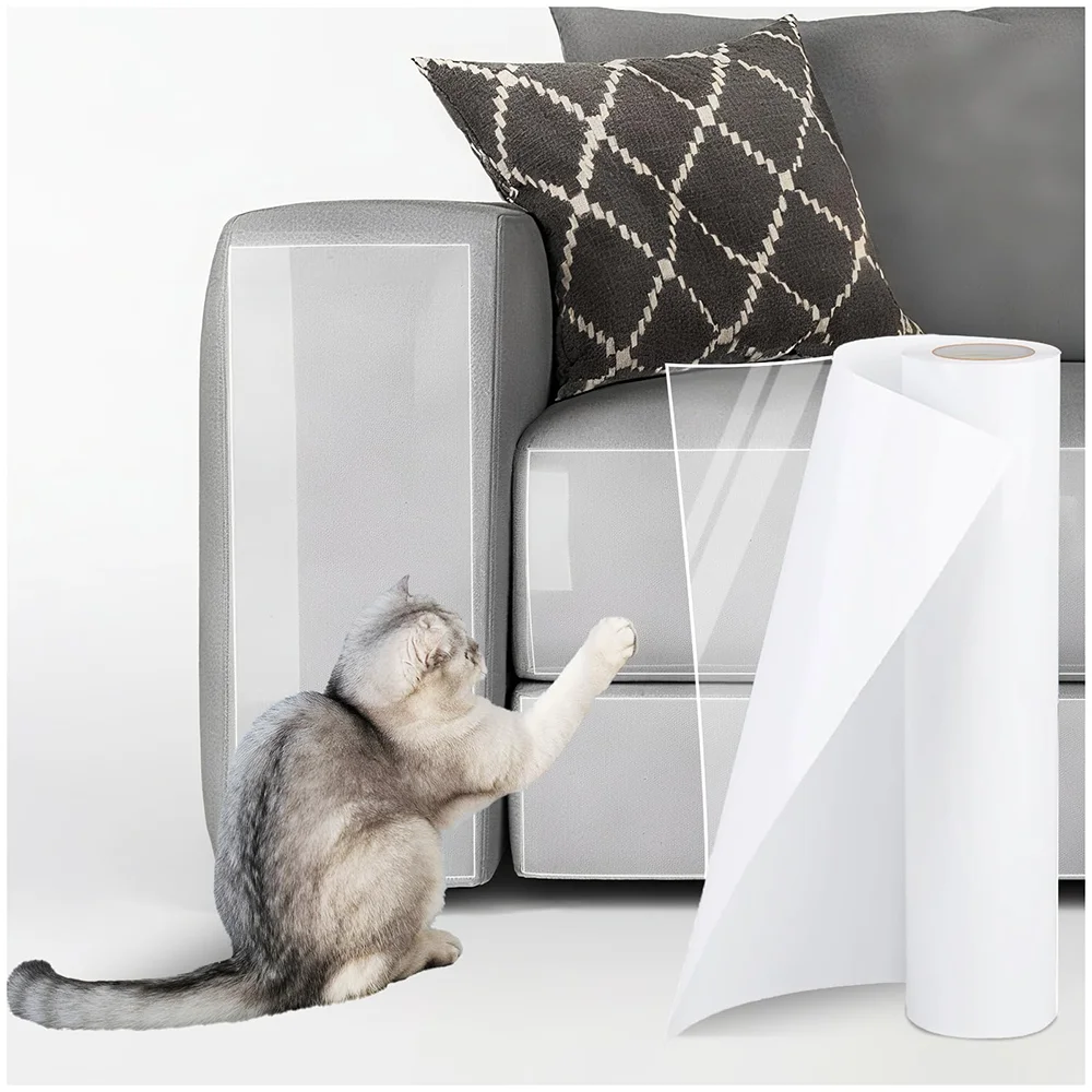 1 Roll Anti Cat Scratch Furniture Protector Tape Self-Adhesive PVC Transparent Tape Couch Guard Pads Stickers for Couch Sofa