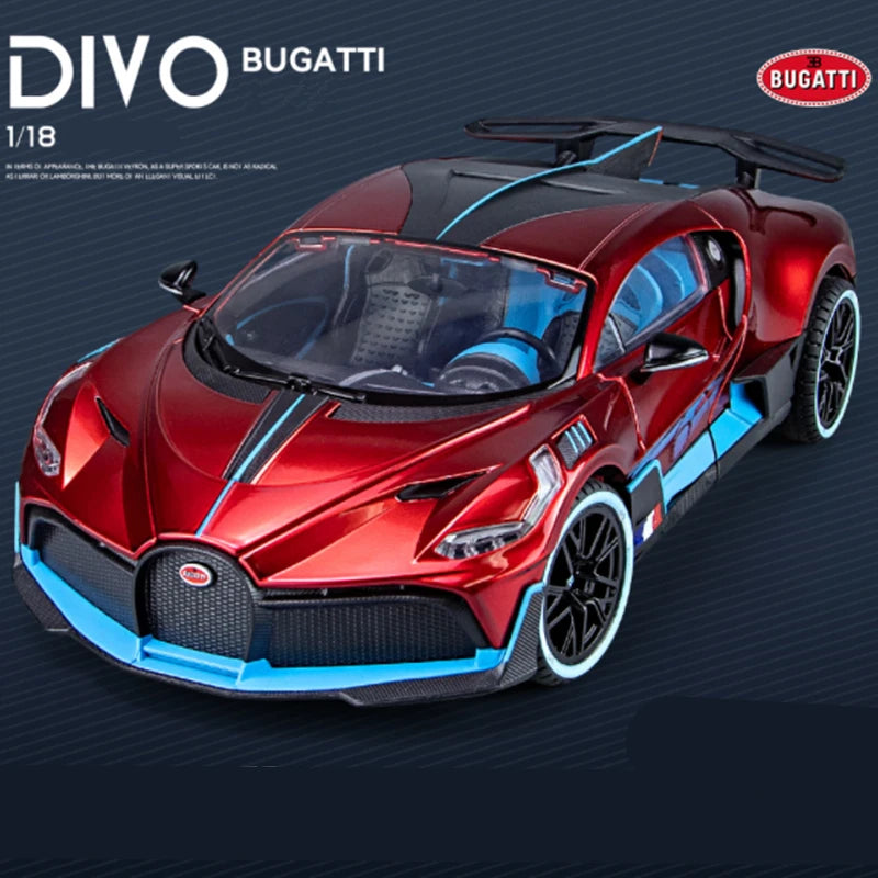 Large Size 1/18 Bugatti DIVO Alloy Sports Car Model Diecasts Metal Toy Vehicles Car Model Simulation Sound Light Gifts
