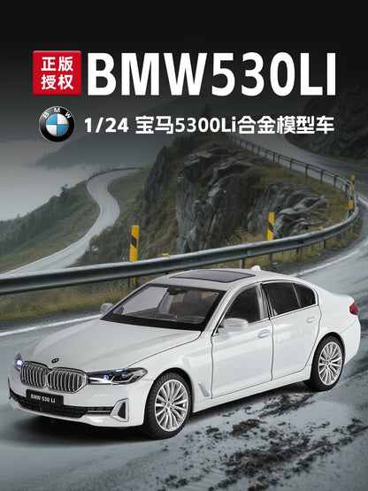 BMW 530 1:24 Scale Diecast car Model Toy with Sound & Light Pull Back Gift collectible ornaments