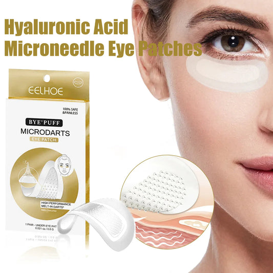 Hyaluronic Acid Microneedle Eye Patches Reduces Dark Circles & Puffiness Fade Fine Lines Under Eyes Nourishes Delicate Eye Skin