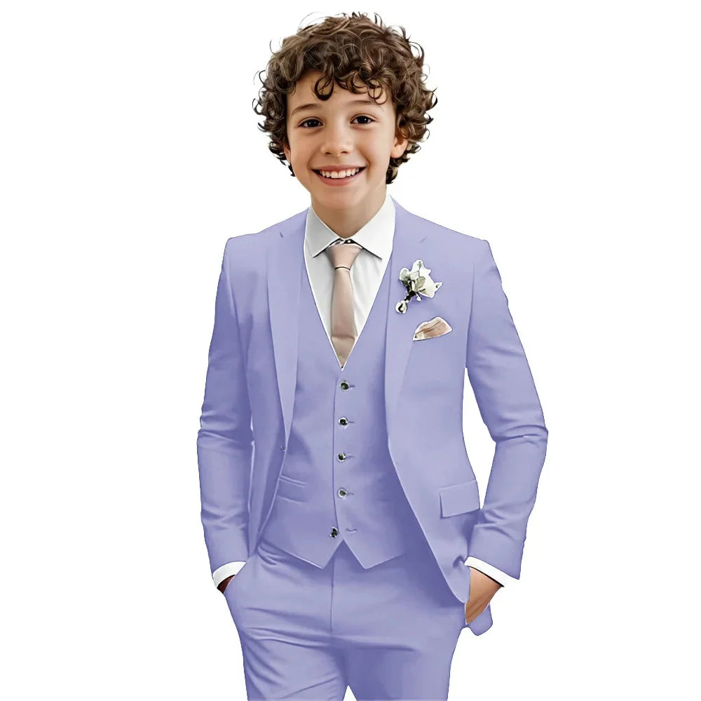 Multi-colors Boys Suit Set 3 Pieces Formal Outfit For Wedding Elegant Notched Lapel Kids Slim Fit Suits Party Tuxedo 2-20T