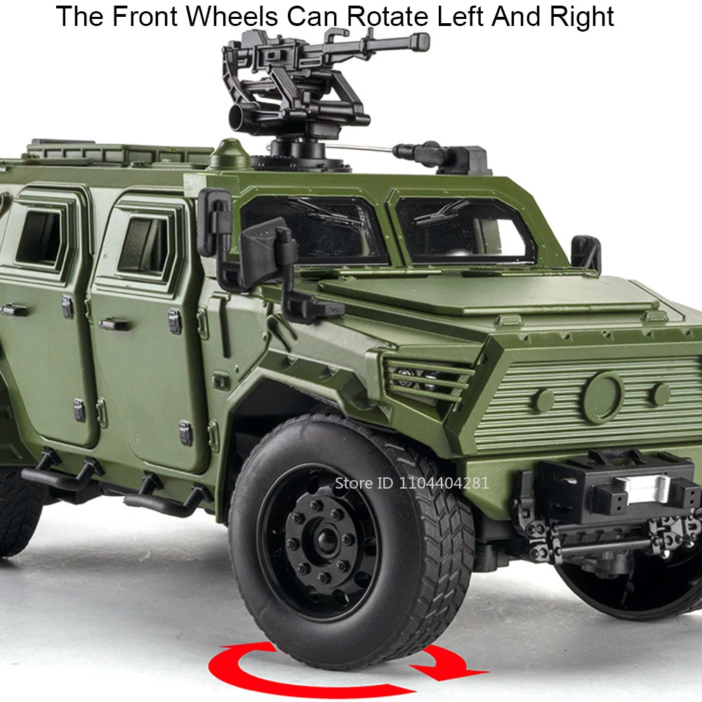 Dongfeng M-Terrain 1:18 Alloy Car Toys Miniature Model Diecast Military Vehicle Sound Light Pull Back Doors Opened Kid Xmas Gift