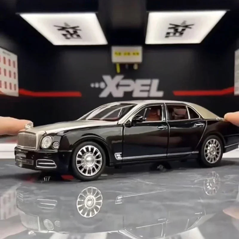 Diecast 1:24 Scale Bentley Mulsanne Alloy Model Car Collection Vehicle Simulation Sound & Light Metal Toy Gift