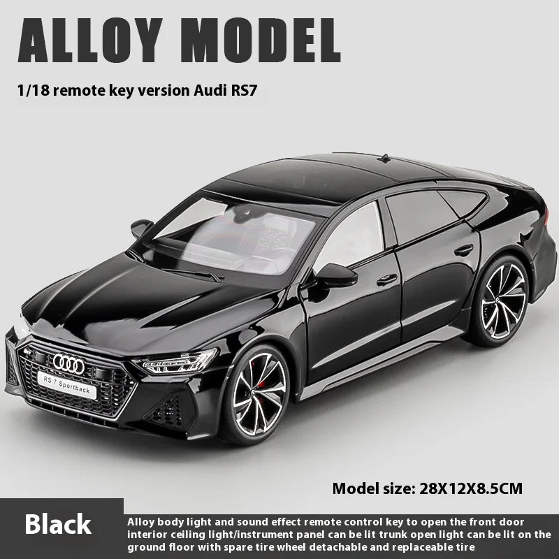 Key Remote Control Version 1:18 AUDI RS7 Alloy Sports Car Model Diecast Metal Racing Vehicle Car Model Sound Light Toy Gift