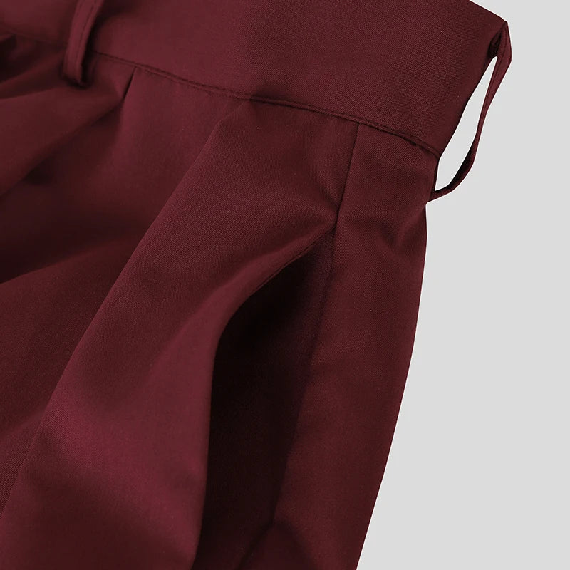 Men Pants Solid Color Button Pleated Casual Wide Leg Trousers Men Streetwear INCERUN Baggy 2026 Fashion Male Long Pants S-5XL