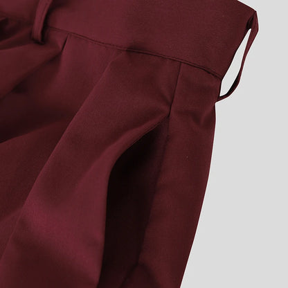 Men Pants Solid Color Button Pleated Casual Wide Leg Trousers Men Streetwear INCERUN Baggy 2026 Fashion Male Long Pants S-5XL