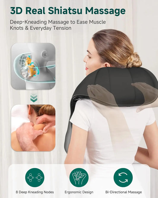 Electric Shiatsu Massage Pillow with Heat for Neck, Back, Shoulder, Foot & Body Relief