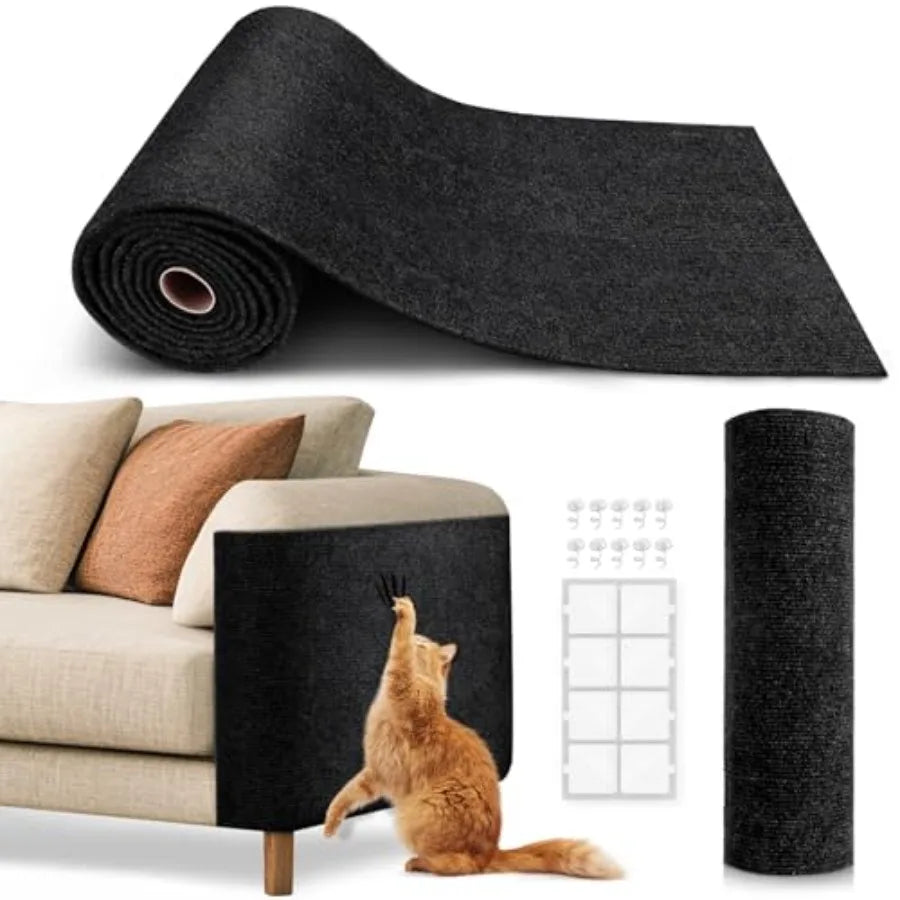 Cat Scratch Mat Trimmable Self-Adhesive Carpet for DIY Cat Climbing and Scratching Solution Ideal for Protecting Cat Couch Furn
