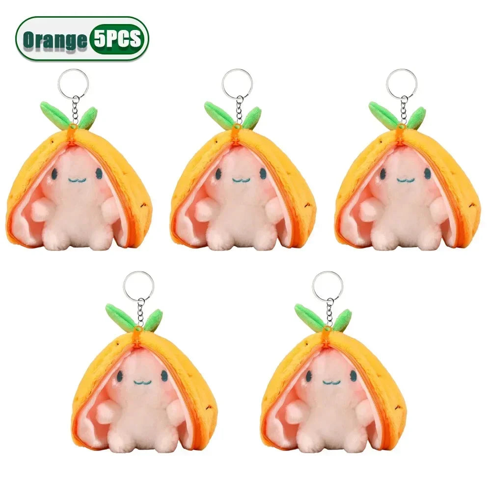 Creative Doll New Design Toys Cute Fruit Mini Bag Key Chains Light Pendant Soft Rabbit Car Plush Keychain Easter Gifts