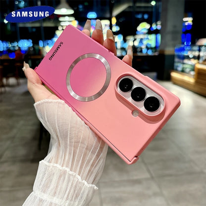 Soft Liquid Silicone Gradient Magnetic Case for Samsung Galaxy Z Fold 7 6 5 4 Zfold3 Case For Magsafe Charging Shockproof Cover