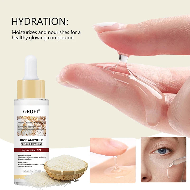 Hoygi Peel Shot Ampule Set Rice Toner Moisturizing Facial Essence Glowing Skin Water-oil Balancing Essence Revitalizing Skin Dullness