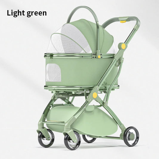STLFLuxury Manufacture Detachable Folding Pet Stroller Dog or Cat Separable Pet Carrier 4 Wheels Easy One-Hand Fold Trolley