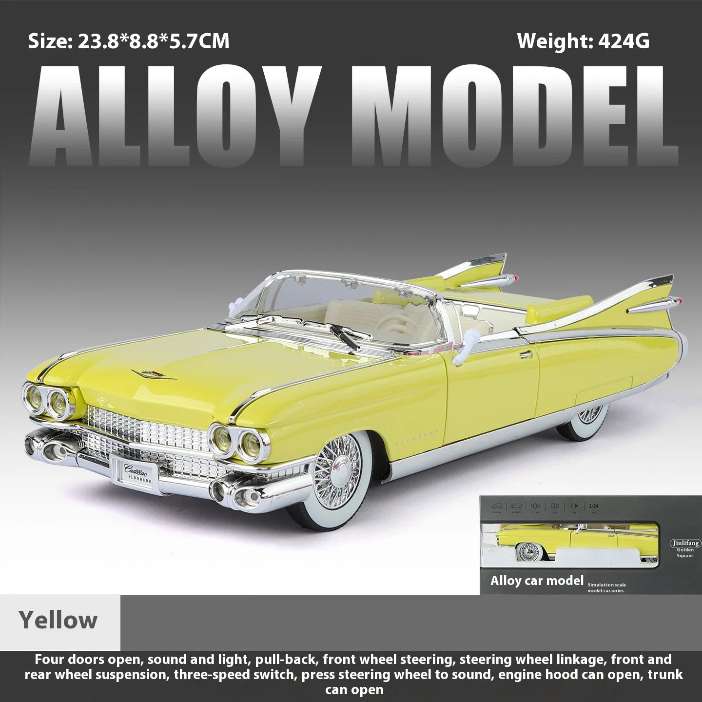 Retro luxury 1:24 convertible sports car alloy model, exquisite desktop ornaments, best collection for car model enthusiasts