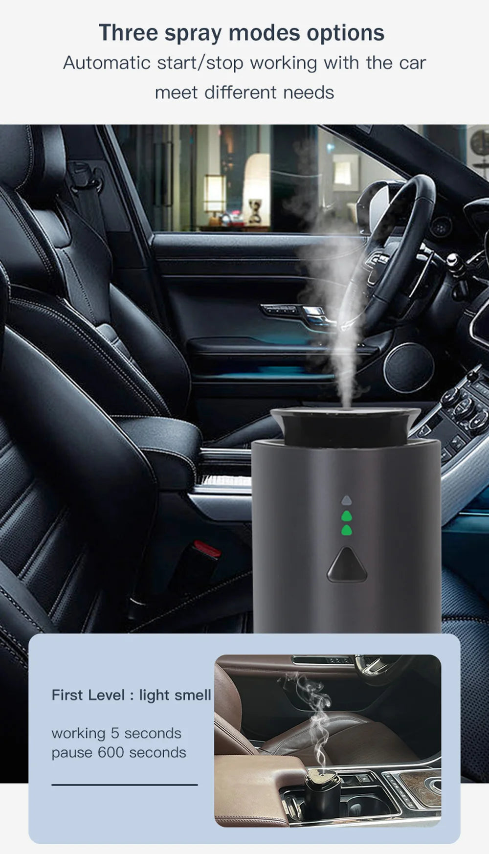 Car Diffuser Humidifier Auto Air Purifier Aromo Air Freshener USB Charging Electric Smell for Home Room Fragrance 1200mAh
