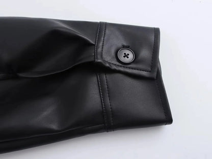 KONDALA 2026 Spring Summer Brown Business Casual Faux Leather Women Jackets Chic Valentine‘s Day Spliced Zipper Ladies Jackets