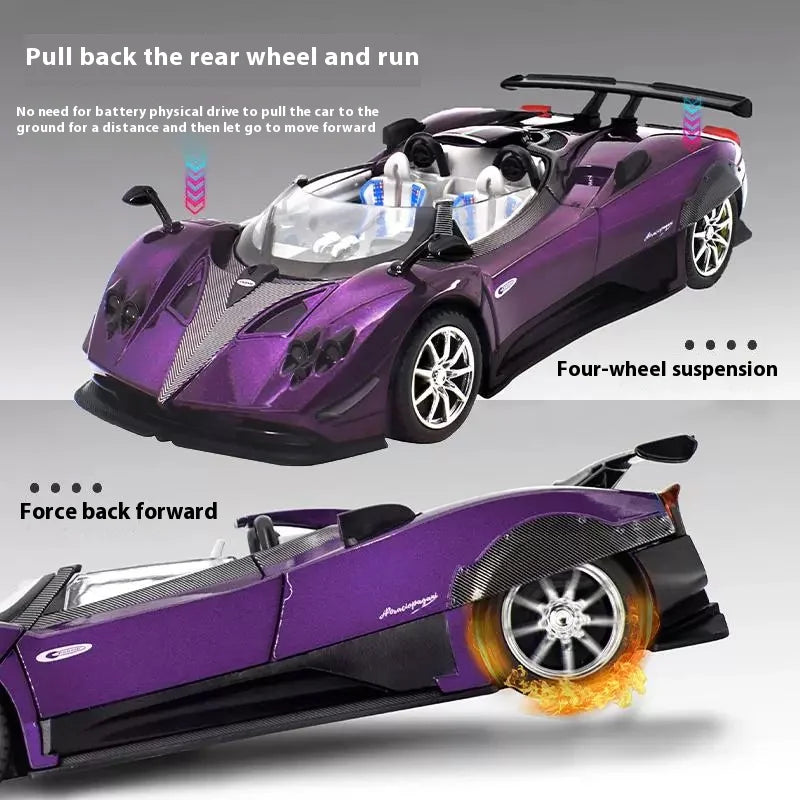 Simulated Super Sports 1:24 Car Zonda Alloy Car Model, Sound and Light Ornaments, Car Collection Toy Gift