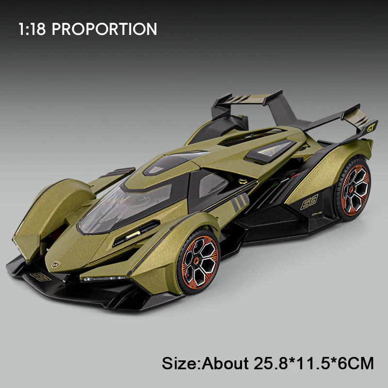 Lambor V12 Apollo EVO 1:18 Model Car Diecast Alloy Car Doors Opened Sound Light Pull Back Miniature Sportscar Collect Decoration