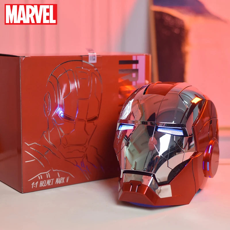 New AutoKing 1/1 Mk5 Iron Man Helmet Cosplay Voice Control Eyes with Light Model Toys for Adult Electric Wearable Gift