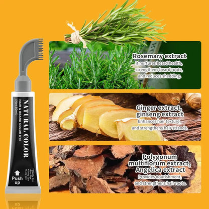 Men's Hair & Beard Dye For Gray Hair Coverage Plant Extract Coloring Shampoo Natural Black Fruit Hair Dye Cream & Root Touch Up