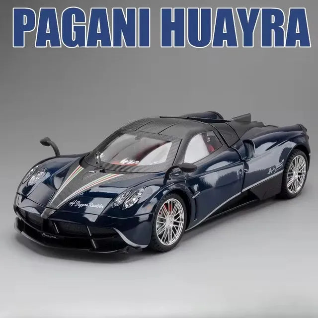 Pagani Huayra 1:18 Model Car Diecast Alloy Sport Cars Sound Light Pull Back Shock Absorption Models Festival Gift