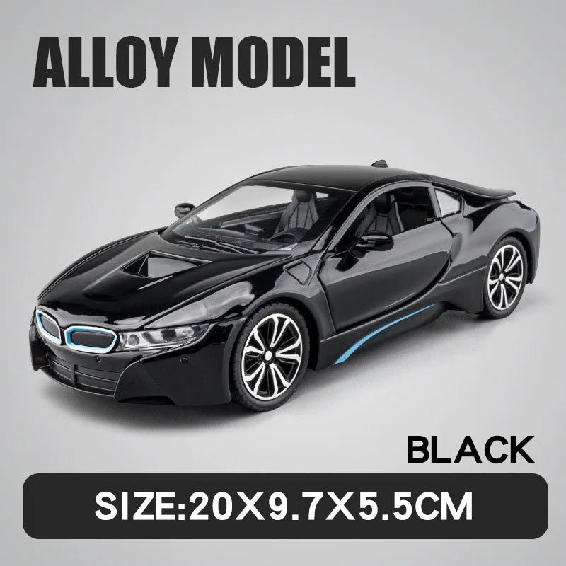 BMW I8 Sports Car Alloy Diecast 1:22 Model Car Vehicle Collection Simulation Sound & Light Toy Car Gifts