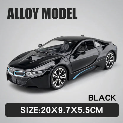 BMW I8 Sports Car Alloy Diecast 1:22 Model Car Vehicle Collection Simulation Sound & Light Toy Car Gifts