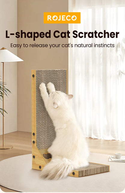 ROJECO Cat Scratcher Cat Scratching Board For Cats Toys L-Shaped Claw Grinding Scraper Mat Cat Furniture Protector Accesories