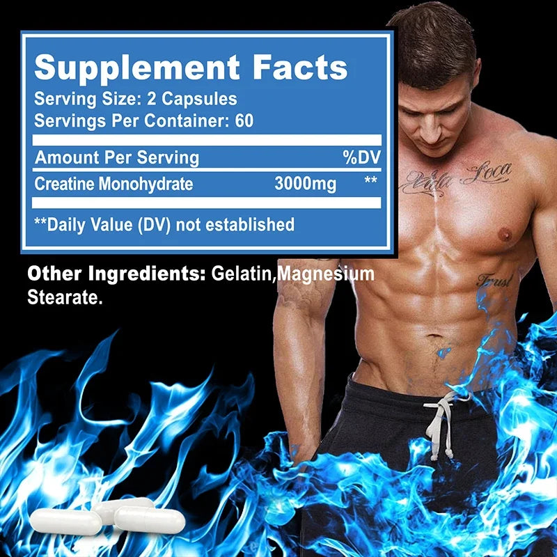 Creatine Monohydrate 3000mg- Supports Muscle, Energy and Cognitive Function, Increases Lean Muscle Mass - Gluten FreeSupplements
