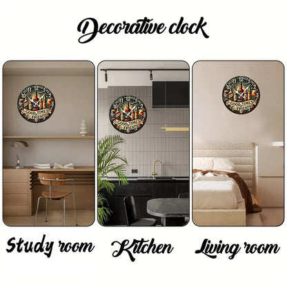 Beer & Whiskey Wooden Round Silent Hanging Wall Clock, Suitable For Living Room, Office, Study Room, Bedroom, Home Decoration
