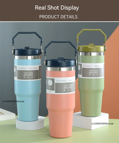 Thermal Water Bottle With Straw Outdoor Sport Coffee Cup Car Insulated Cup Tumbler Vacuum Flask Travel Thermal Mug 20oz/30oz