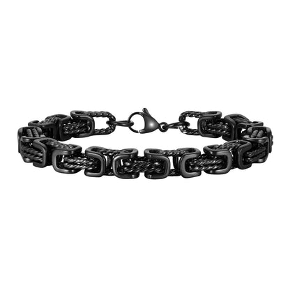 ‌Vnox Stainless Steel Byzantine Bracelet for Men, 8mm Wide Vintage Style Bold Square Links Chain Wristband, Father's Day Gift