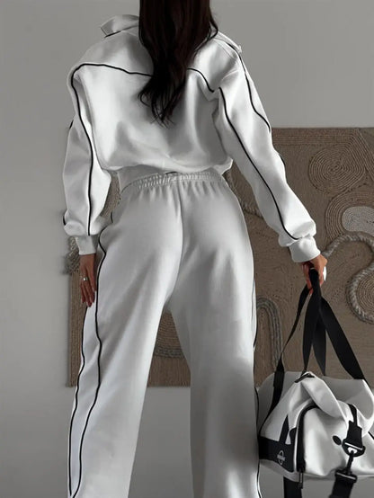 Casual Fashion Suit Ladies Zipper Cardigan Jacket Sports Tether Trousers Two-Piece Ladies Street Style Suit