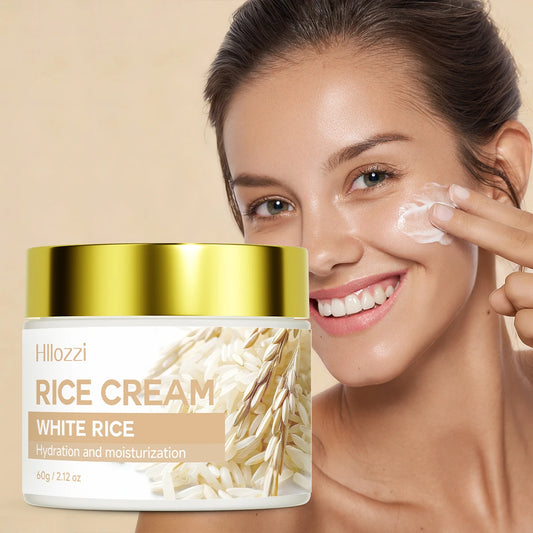 Rice face cream naturally moisturizes the skin, deeply cleanses, and has a cooling effect; suitable for all skin types.