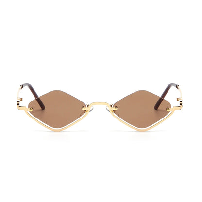 Small Frame Hexagon Sunglasses Women 2026 Luxury Brand Metal Rimless Rhombus Sun Glasses For Female Retro Polygon Eyewear UV400
