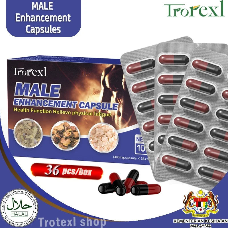 Powerful High Purity Epimedium Supplements Natural Organic Manhood Erection Pill Improve Performance and Increase Size -36 capsules per box