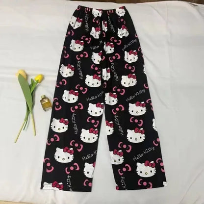 Hello Kitty pajamas summer thin loose casual pants cartoon walking home pants girlfriends can wear outside
