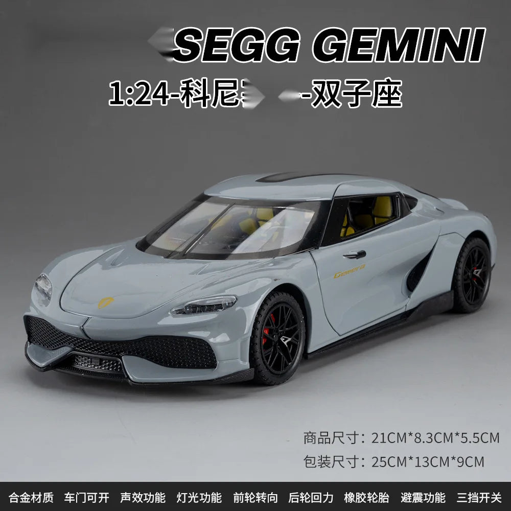 Koenigsegg Gemera 1:24 Car Alloy Diecast Model Collect Hobby Model Ornaments Gift For Friend Pull Back Toy New Style Sports Car