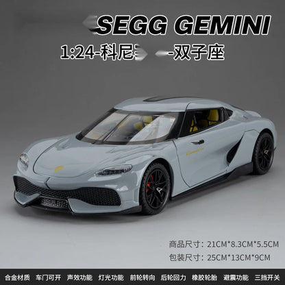 Koenigsegg Gemera 1:24 Car Alloy Diecast Model Collect Hobby Model Ornaments Gift For Friend Pull Back Toy New Style Sports Car