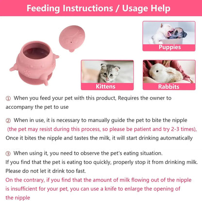 Newborn Puppy and Kitten Feeder, Milk Feeding Bowl – 4-Nipple Design for Easy Nursing of Small Pets