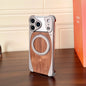 Luxury Metal Frame Walnut Wood Frameless Phone Case For iPhone 17 16 15 14 Pro Max Magsafe Magnetic 360 Rotating Bracket Cover