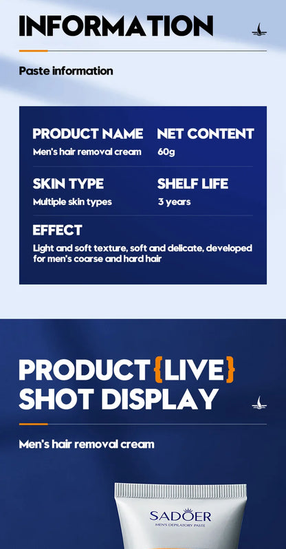 Men's Hair Removal Cream Permanent Epilator Private Area Painless Hair Remover Growth Inhibitor Spray Suitable Sensitive Skin