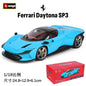 New Bburago 1:18 Ferrari Daytona SP3 Red Matte White Supercar Sports Alloy Car Model Static Die Cast Vehicles Collectible Toys