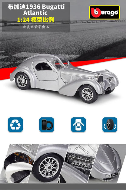Bburago 1:24 Bugatti Atlantic 1936 Alloy Car Diecasts & Toy Vehicles Car Model Miniature Scale Model Car For Children