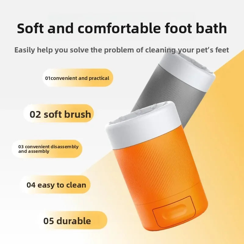 Semi Automatic Pet Paw Cleaner Cup with Soft Silicone Brush for Dogs Cats， Portable Foot Washer for Muddy Paws Quick Cleaning